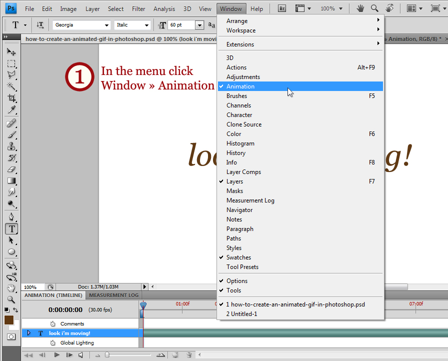 How to create an animated GIF in Photoshop
